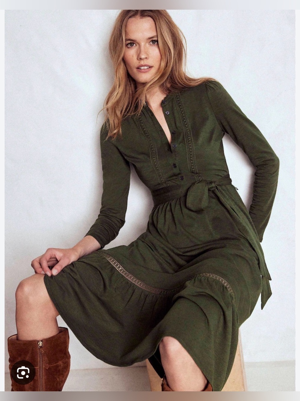 Boden Green Edwina Jersey Shirt Dress